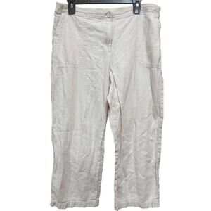 J Jill Pants Womens Size L Tall Pinkish Beige Linen Blend Lightweight STAIN